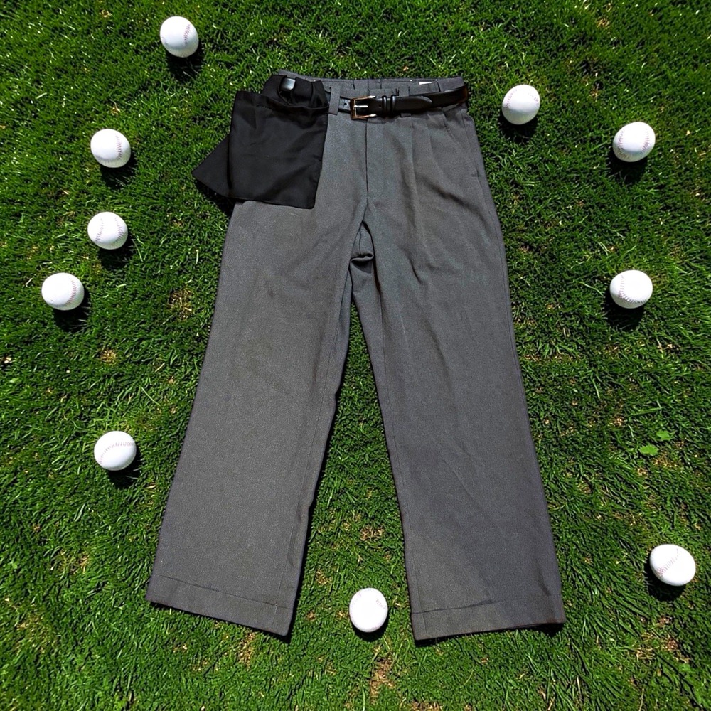 Smitty Men's Gray Baseball Umpire Pants Size 30 with Genuine Leather Black Belt